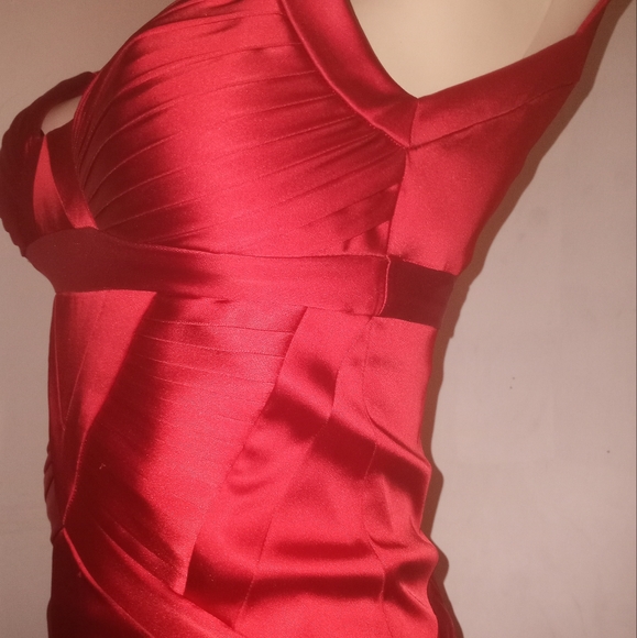 Laundry By Shelli Segal Red Hot 🔥 Size 0 Satin Cocktail Party Club Dress - Picture 8 of 9